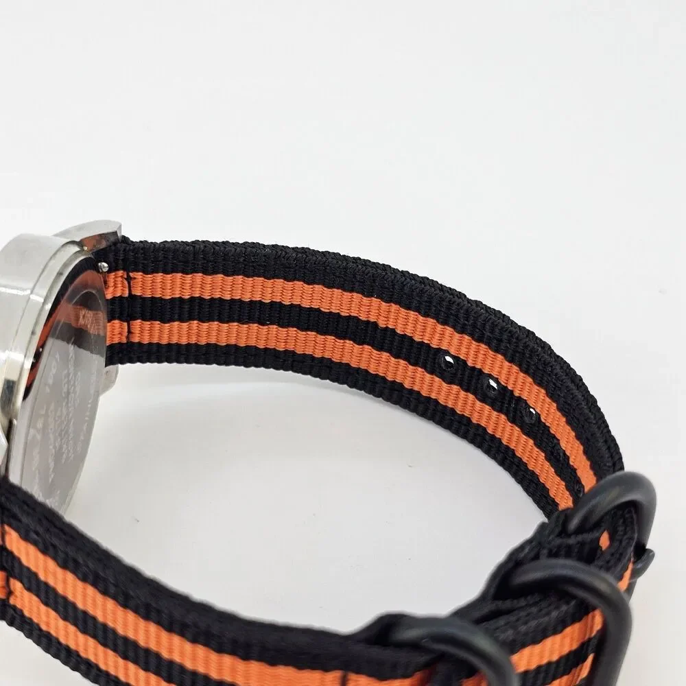 Men's Diamond Watch 40MM Black Dial New Black‎ Orange Canvas Bands New Battery